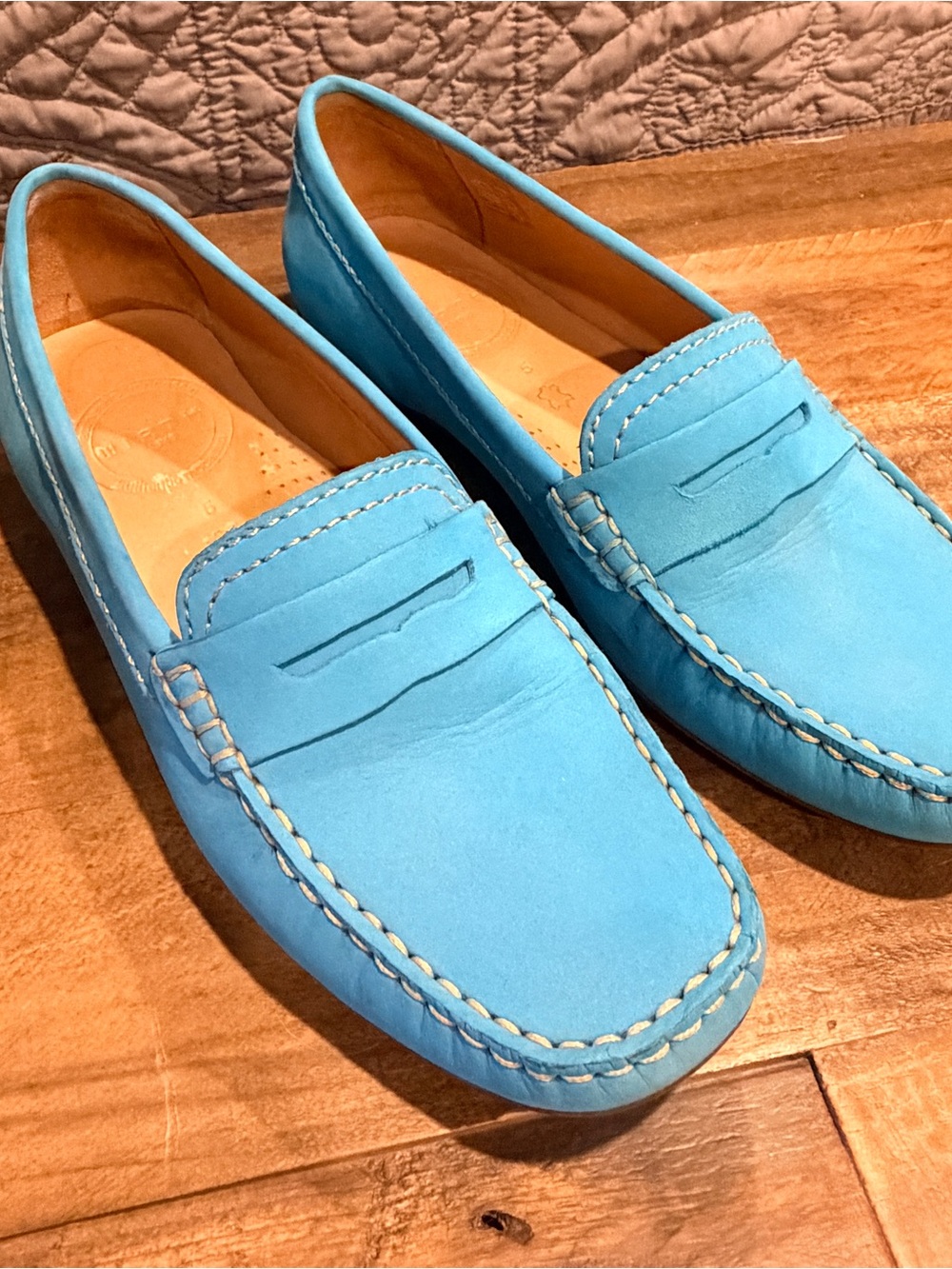 Women’s Wirth Leather Penny Loafers in Bright Turquoise